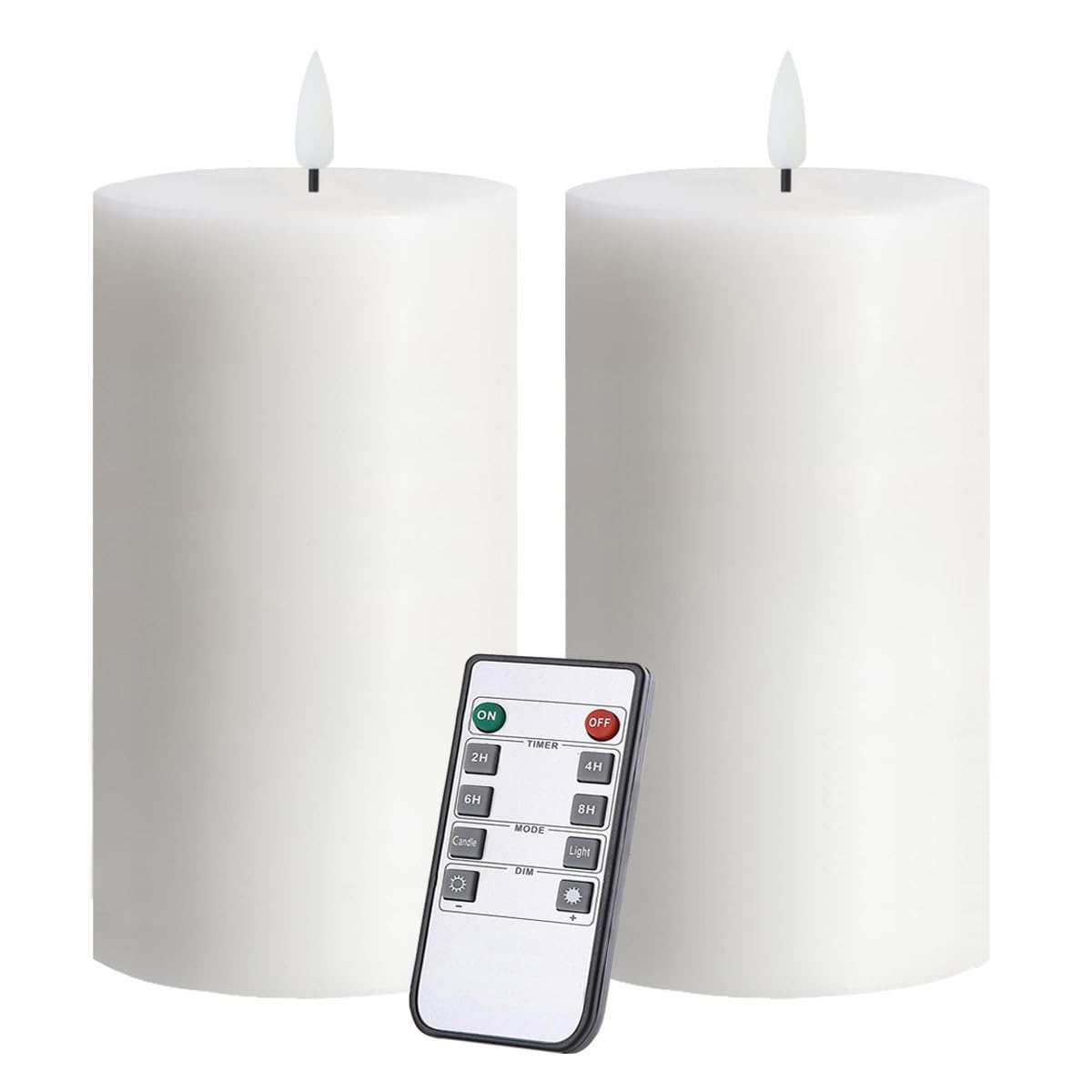 Jolnyus 3X6 Inch White Flameless Candles Set Of 2 Flickering Led Candles Battery Operated With Remote Control Timer For Christma